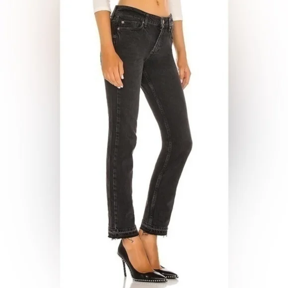 Free People We the Free Cuffed Slim Boyfriend Jean, Faded Black, 25 - Picture 3 of 12